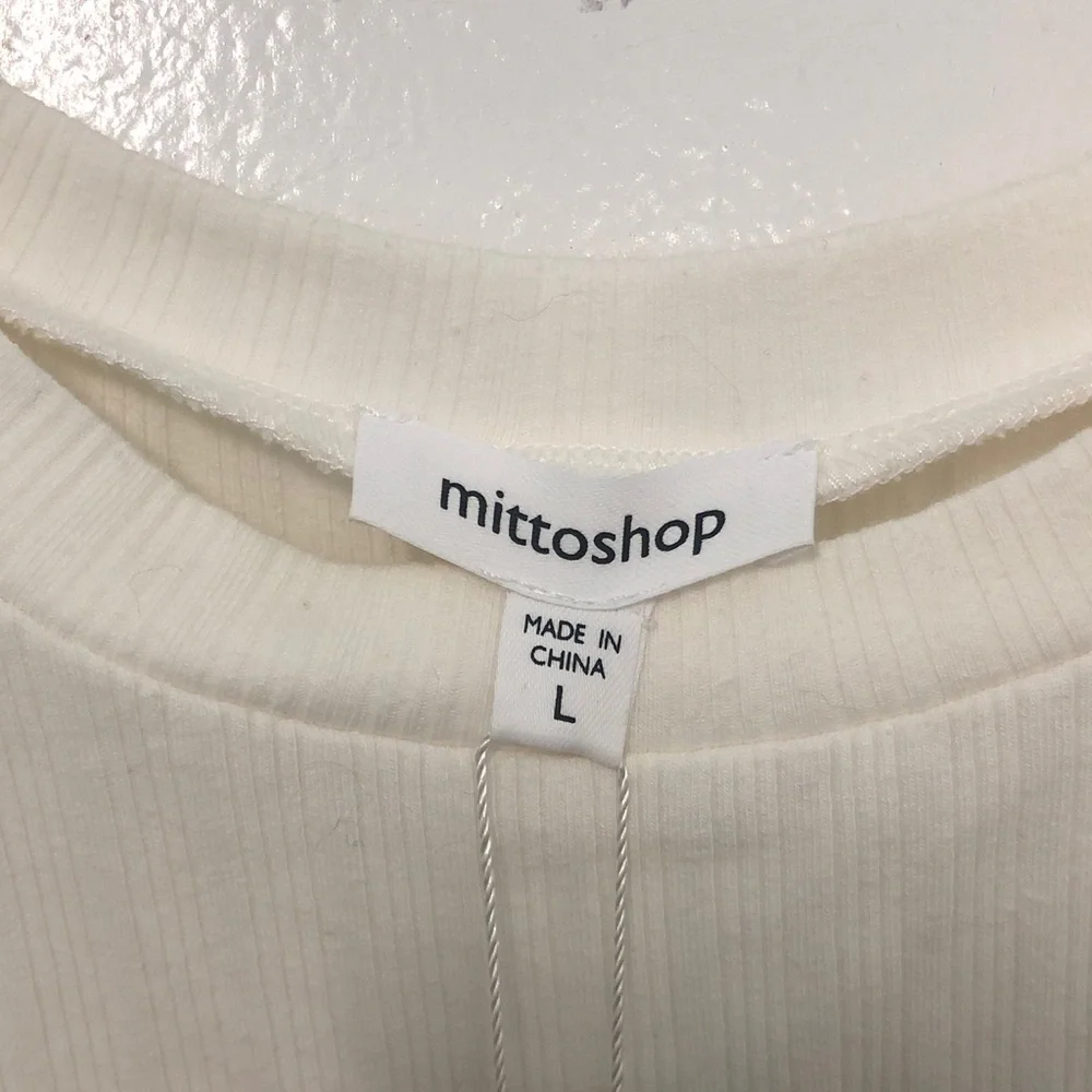 Mittoshop Cream Ribbed Knit Top